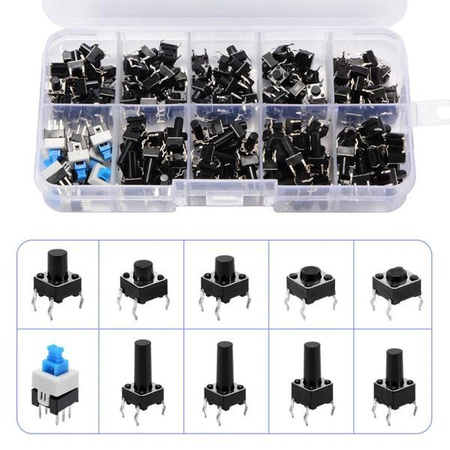 180 pcs Set of TACT Microswitches - 10 Sizes